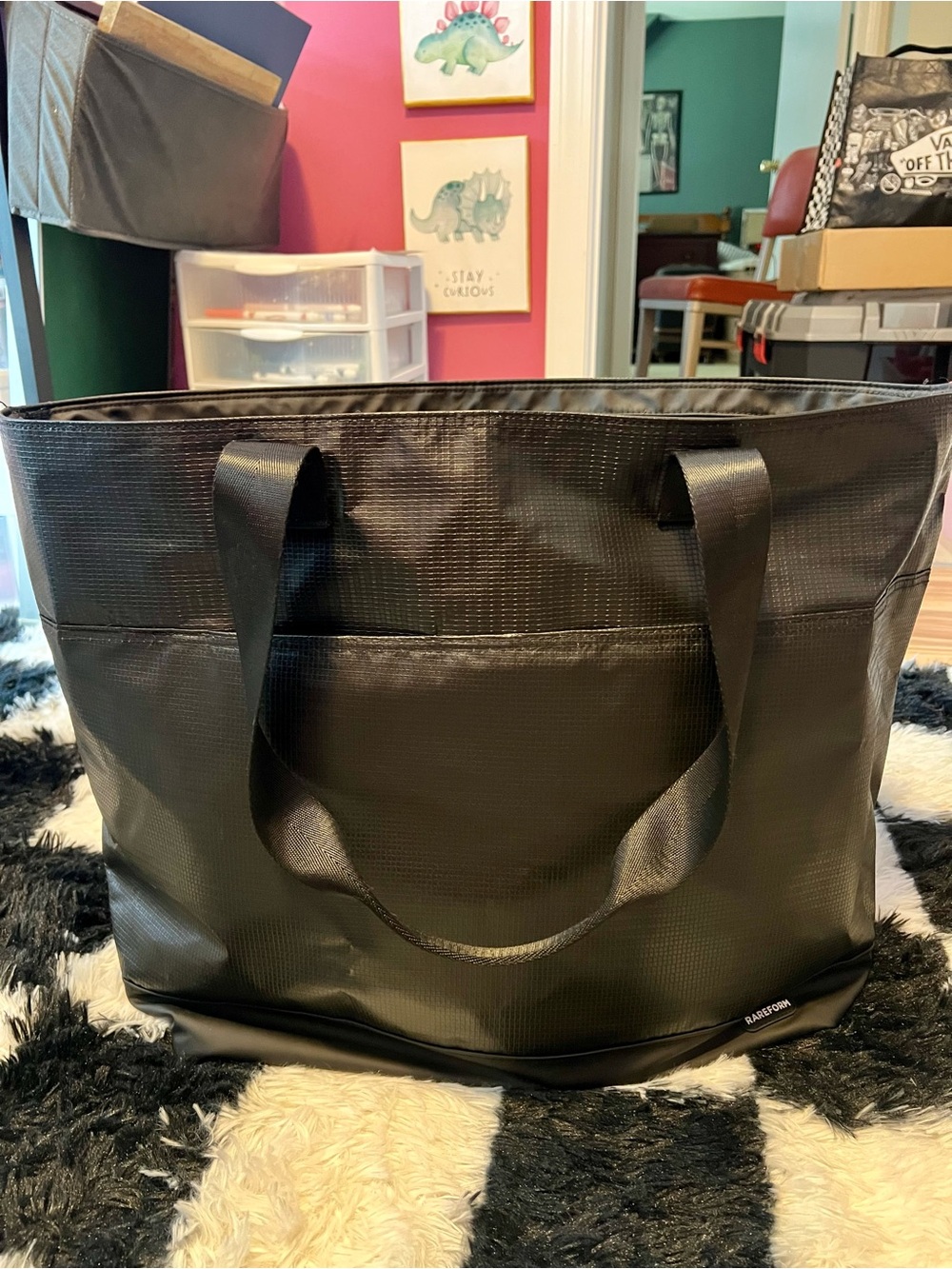 Large RAREFORM Brand Black Tote Bag w/ Lots of Pockets